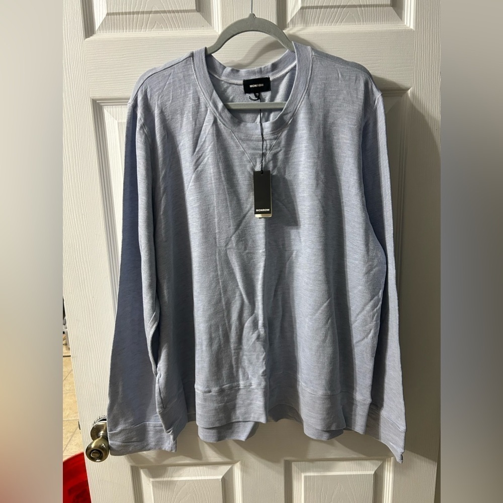 Monrow Womens Pullover Top Sz XXL Baby Blue Long Sleeve